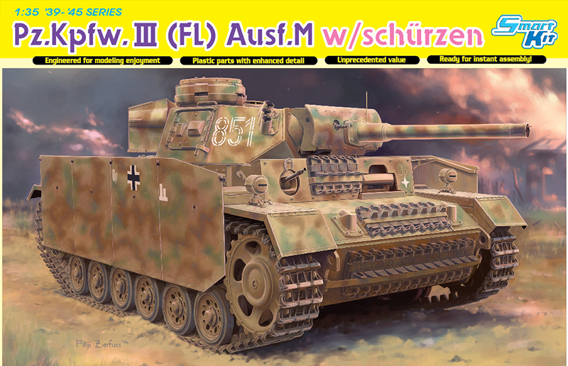 Модель - ТАНК  Pz.lll (Fl) Ausf.M w/SCHURZEN
