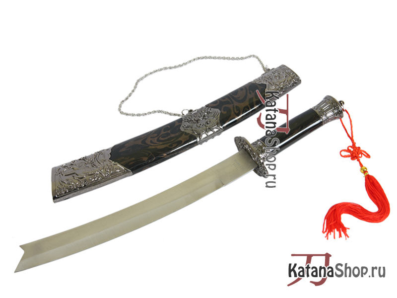 Китайский меч Longhubaodao в чёрных ножнах. 