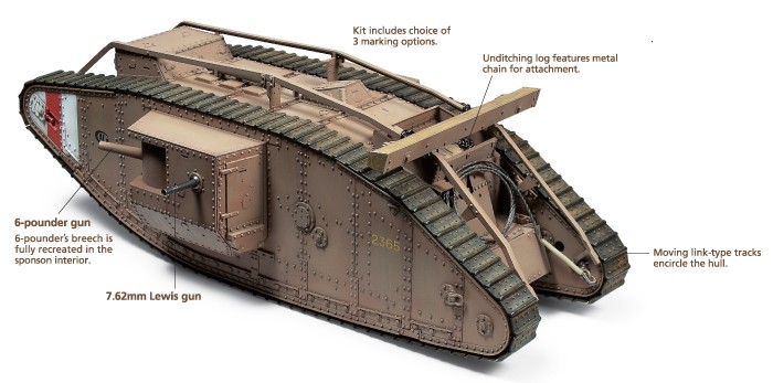 Модель - Британский танк Первой Мировой Mk.IV Male (с микроэлектродви