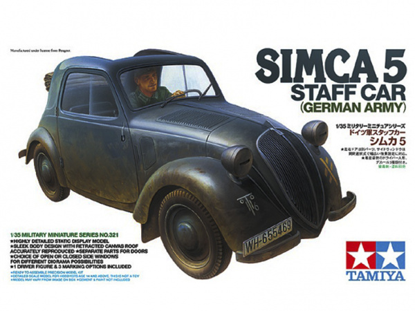 Немецкий штабной автомобиль Simca 5 с фигурой водителя (1:35