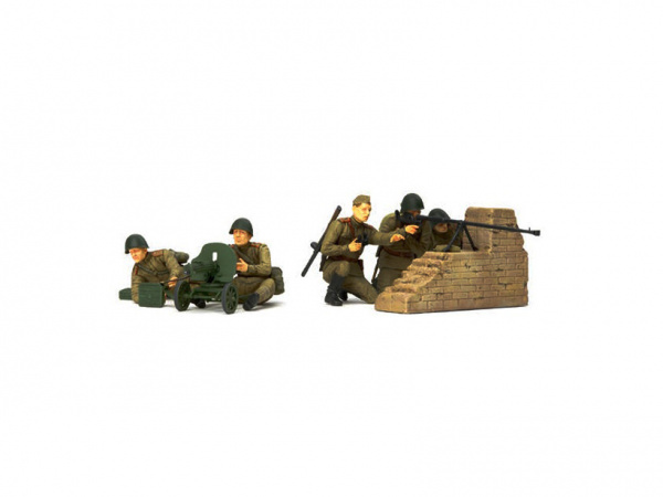 Модель - Советские пехотинцы в бою (5 фигур) с пулемётом "Максим" и П. 