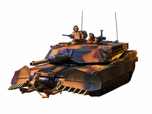 Модель - Американский танк M1A1 Abrams с минным траллом и 2 фигурами . 