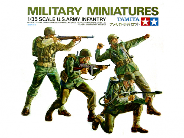 Модель - Американские пехотинцы в атаке (4 фигуры) с 8 видами оружия 