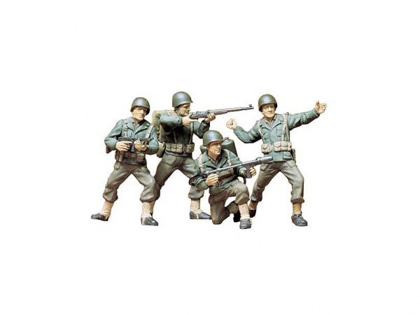 Модель - Американские пехотинцы в атаке (4 фигуры) с 8 видами оружия . 