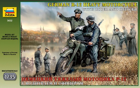 Модель - Немецкий тяжелый мотоцикл Р-12 с водителем и офицером