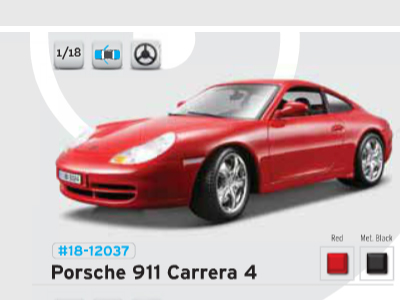 1:18 A/M Gold Porsche 911 Carrera 4