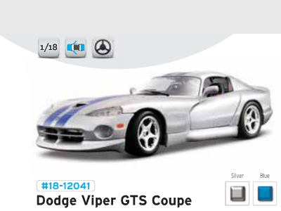 1:18 A/M Gold Dodge Viper GTS Coupe